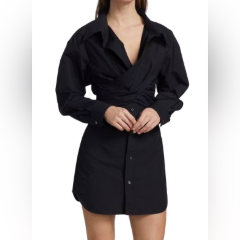 🆕 Dance & Marvel Black Faux Wrap Long Sleeve Shirt Dress - L